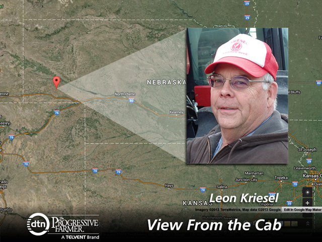 2015 View From the Cab participant Leon Kriesel raises a variety of seed crops on 3,000 acres near Gurley, Nebraska. (Photo by Cheryl Burkhart-Kriesel)